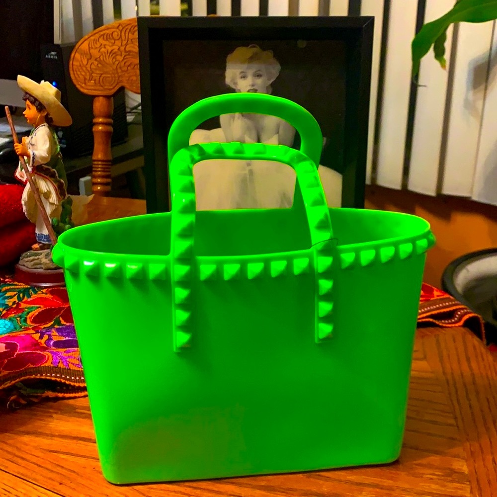 Neon green stud Jelly Tote!